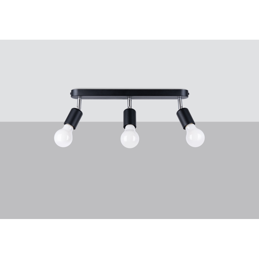 Spotlight FORNES 3xE27/60W/230V schwarz