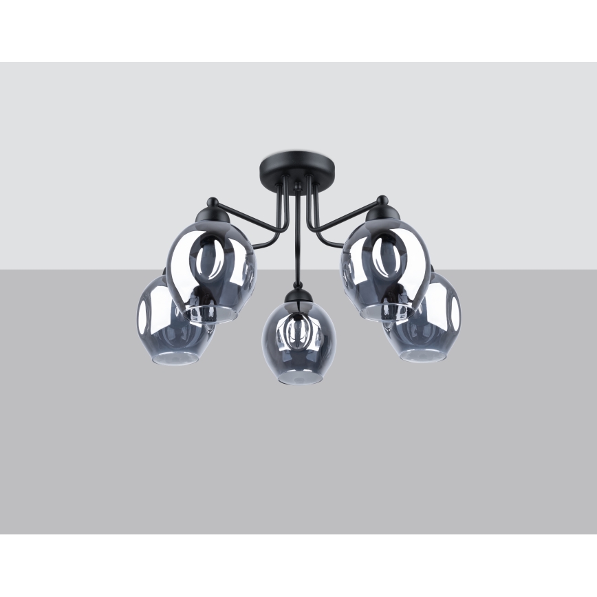 Deckenleuchte an Stange FILLAN 5xE27/60W/230V schwarz