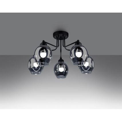 Deckenleuchte an Stange FILLAN 5xE27/60W/230V schwarz