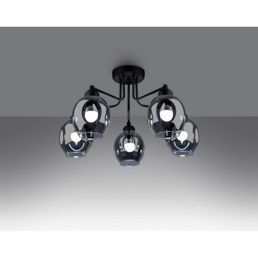 Deckenleuchte an Stange FILLAN 5xE27/60W/230V schwarz