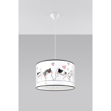 Kinder-Hängeleuchte CAT 1xE27/15W/230V d 40 cm Katze