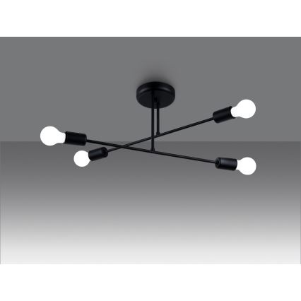 Deckenleuchte an Stange NORAH 4xE27/15W/230V schwarz