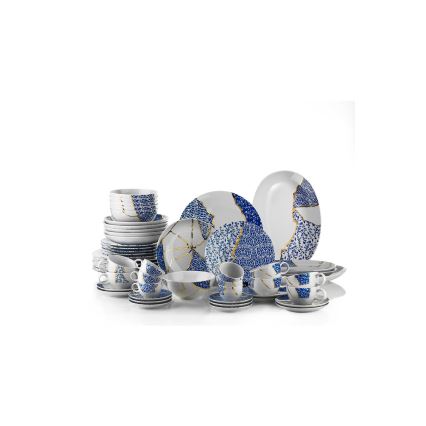Speiseset 28 St. weiß/gold/blau/Porzellan