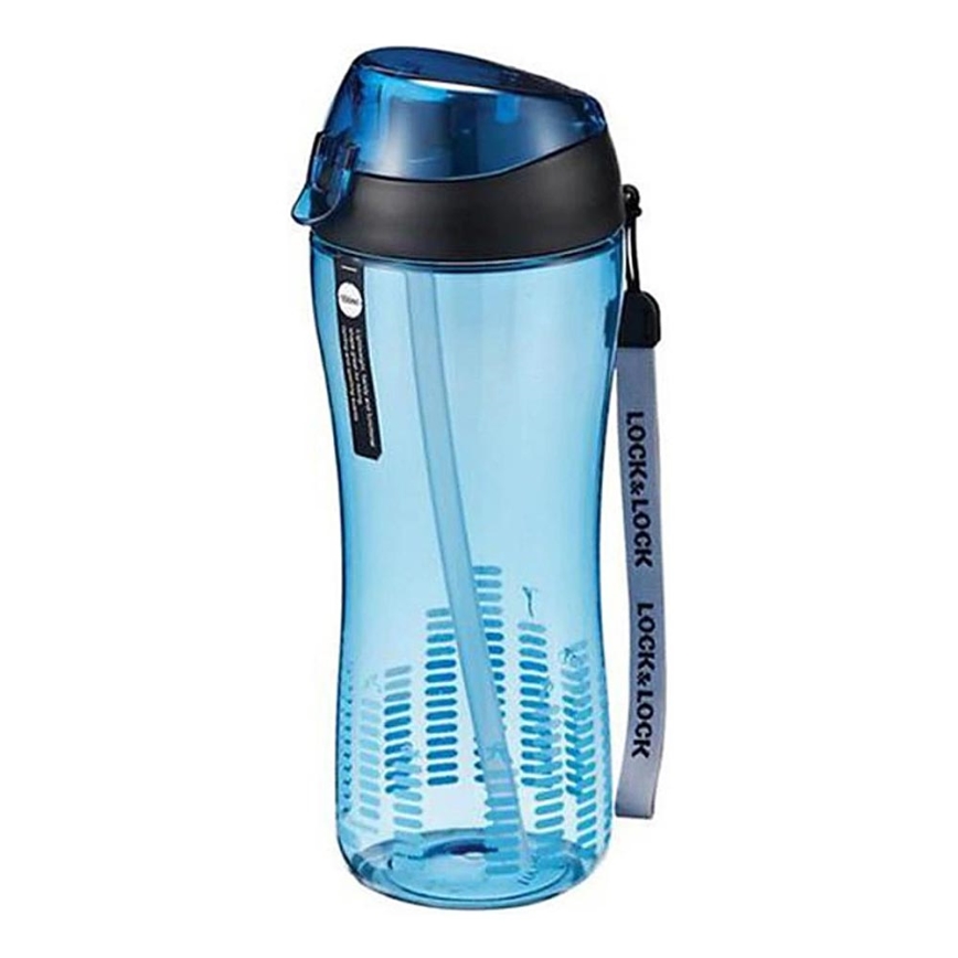 Sportflasche mit Trinkhalm, 550 ml, blau