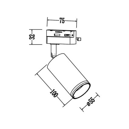 Spot für 1‑phasiges Schienensystem PIPE, 1xGU10/10W/230V, schwarz