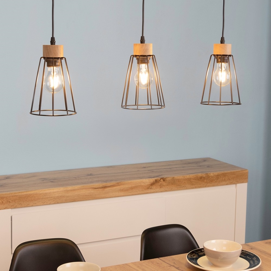 Spot-Light - Hängeleuchte ORAZIO 3xE27/60W/230V Eiche