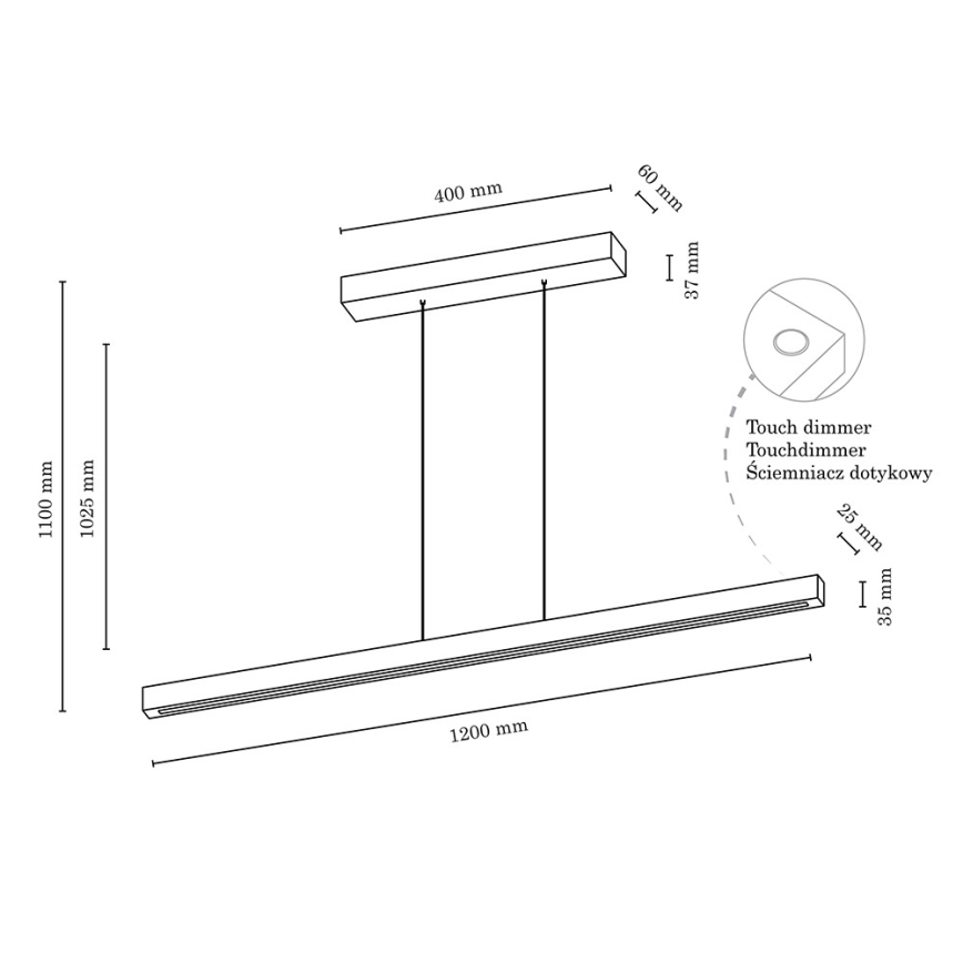 LED dimmbare Hängeleuchte an Kabel SMAL LED/18W/230V Eiche