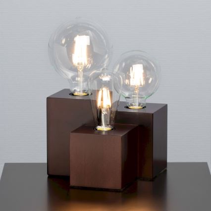 Tischlampe VINCENT 3xE27/15W/230V Buche
