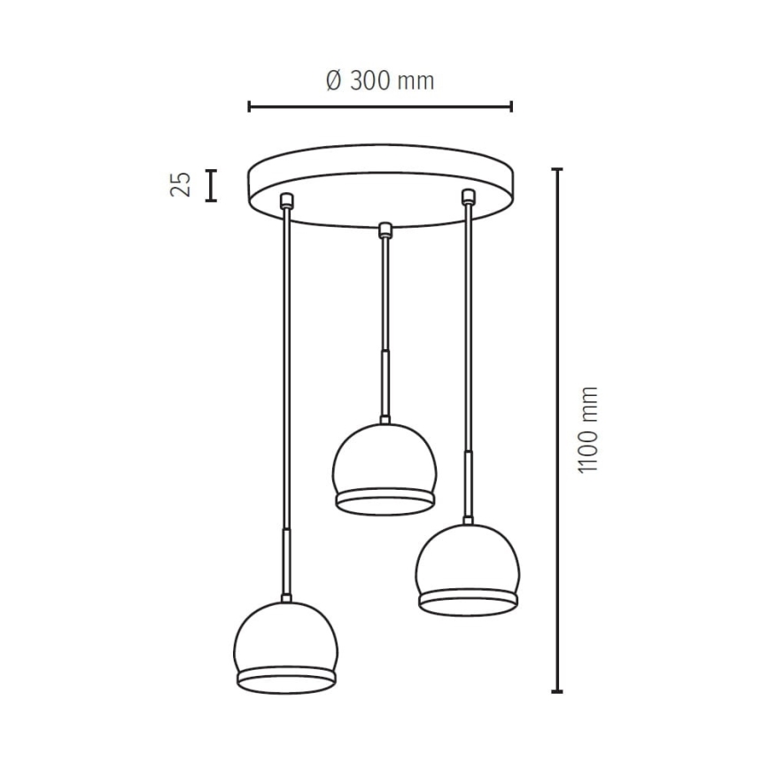 LED Kronleuchter an Kabel BALL WOOD 3xGU10/5W/230V Buche