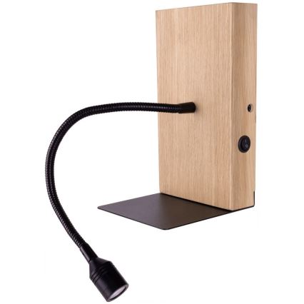 LED-Wandleuchte LECTOR LED/2,5W/230V USB Eiche