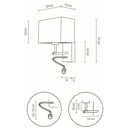 LED Flexibles Leuchtmittel BOHO 1xE27/25W + LED/1W/230V Eiche