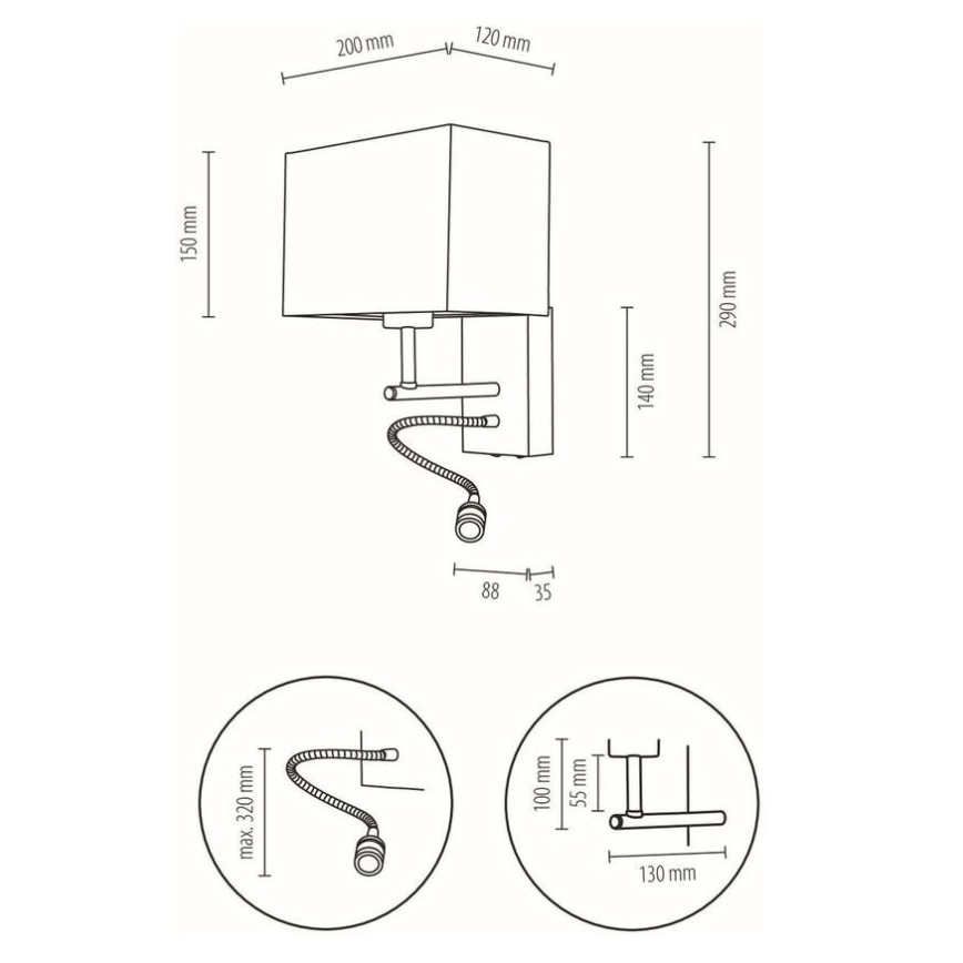 LED Flexibles Leuchtmittel BOHO 1xE27/25W + LED/1W/230V Eiche