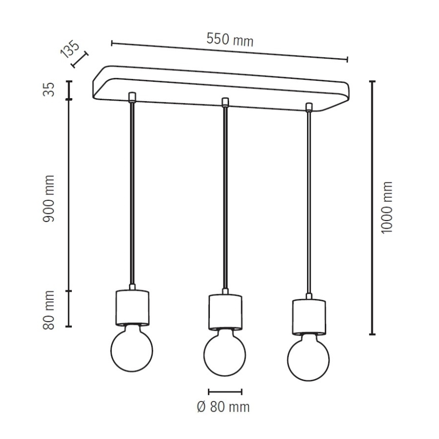 Deckenleuchte STRONG mit Seilaufhängung 3xE27/60W/230V Beton