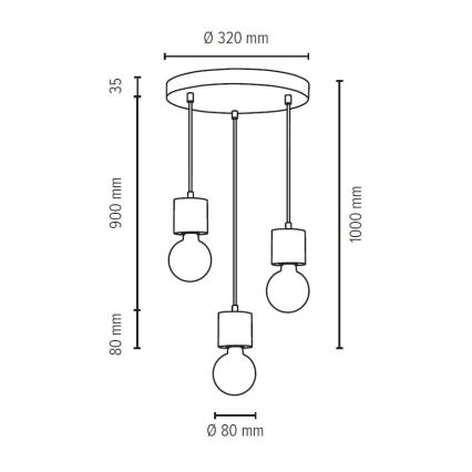 Deckenleuchte STRONG mit Seilaufhängung 3xE27/60W/230V Beton