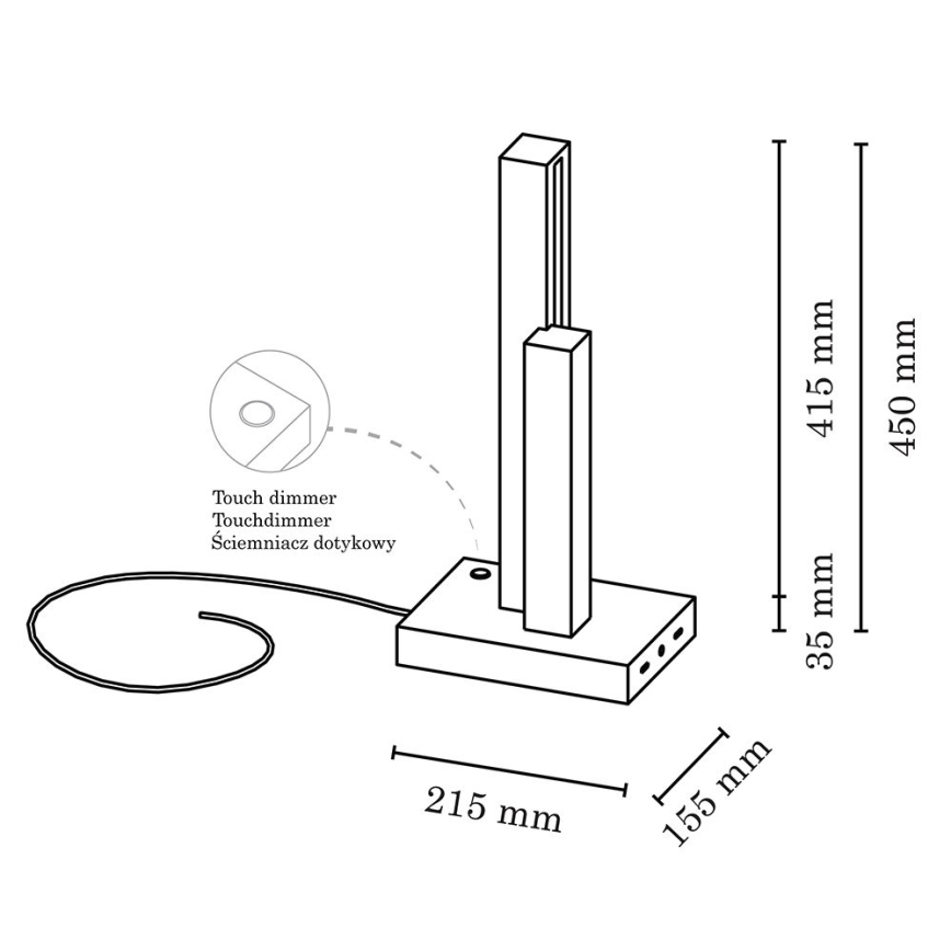 Dimmbare LED-Tischleuchte SOHO BLACK LED/10W/230V 45 cm Eiche