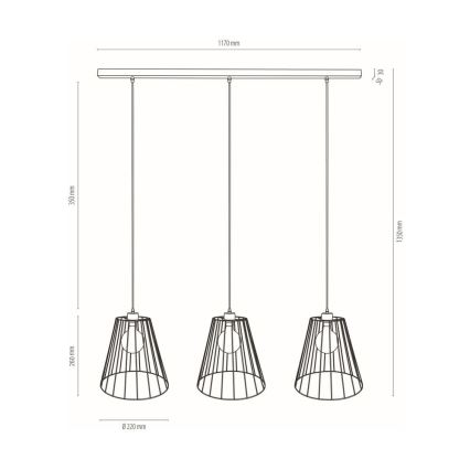 Hängeleuchte ORAZIO 3xE27/60W/230V Kiefer