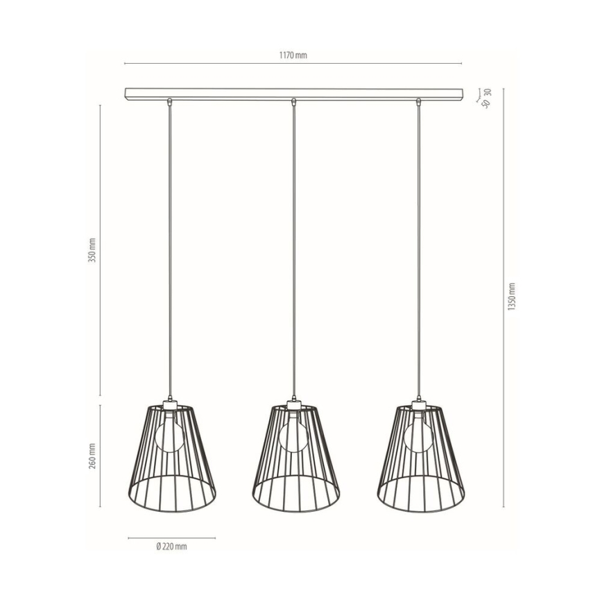 Hängeleuchte ORAZIO 3xE27/60W/230V Kiefer