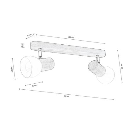Decken-Einbauleuchte NEL 2xE27/15W/230V Kiefer