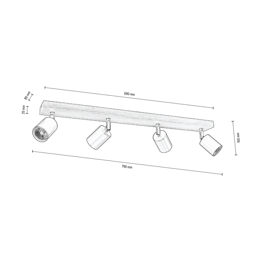 Deckenstrahler MANARA 4xGU10/5W/230V Kiefer