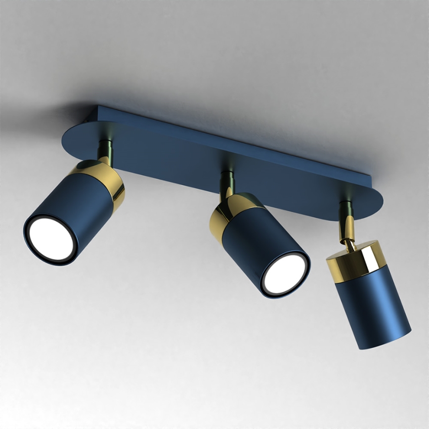 Spotleuchte JOKER 3xGU10/25W/230V blau/gold