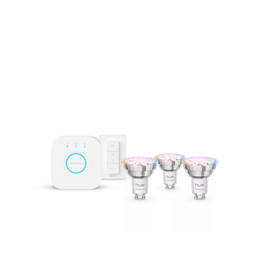 Philips Hue White And Color Ambiance Essential Starter-Set 3xGU10/4,7W/230V 2200-6500K + Verbindungsgerät