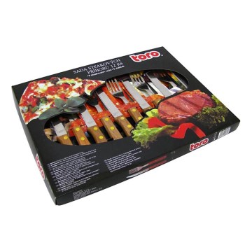 Steak-Besteck-Set 12 Stk. Edelstahl/Holz