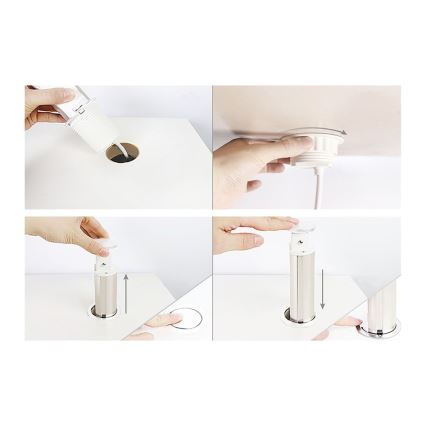 Steckdosensäule zur Montage in der Tischplatte, 2×230 V + USB‑A + USB‑C