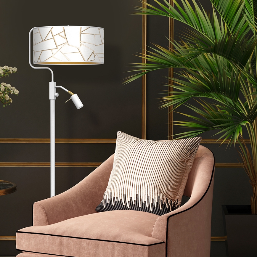 Stehlampe ZIGGY 1xE27/40W/230V + 1xGU10/MR11/7W Weiß/Gold