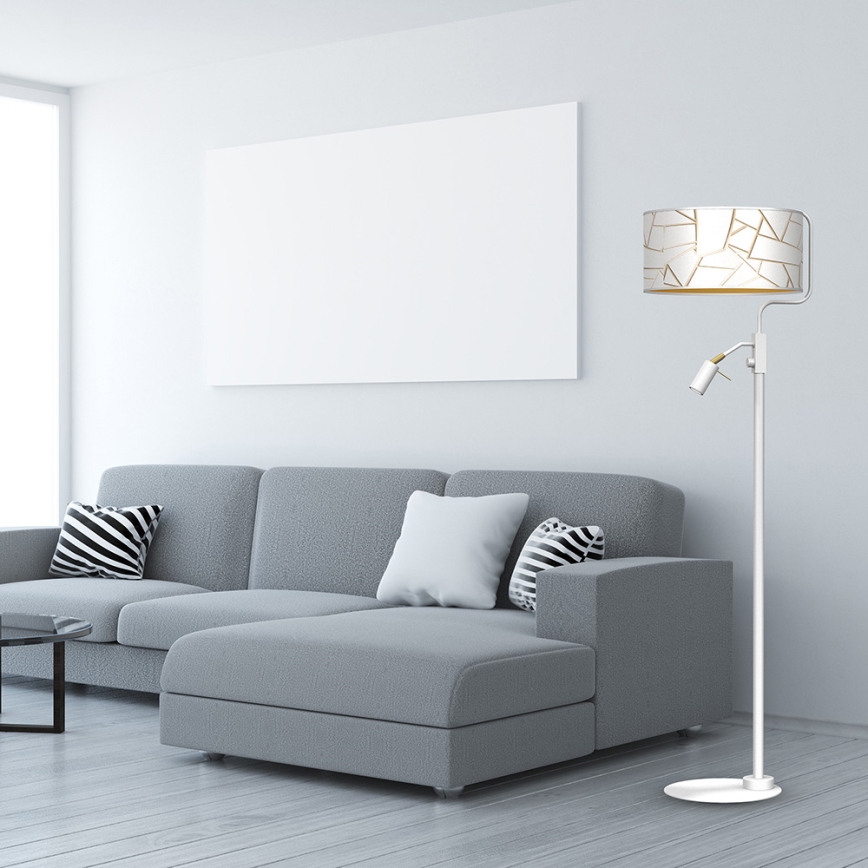Stehlampe ZIGGY 1xE27/40W/230V + 1xGU10/MR11/7W Weiß/Gold