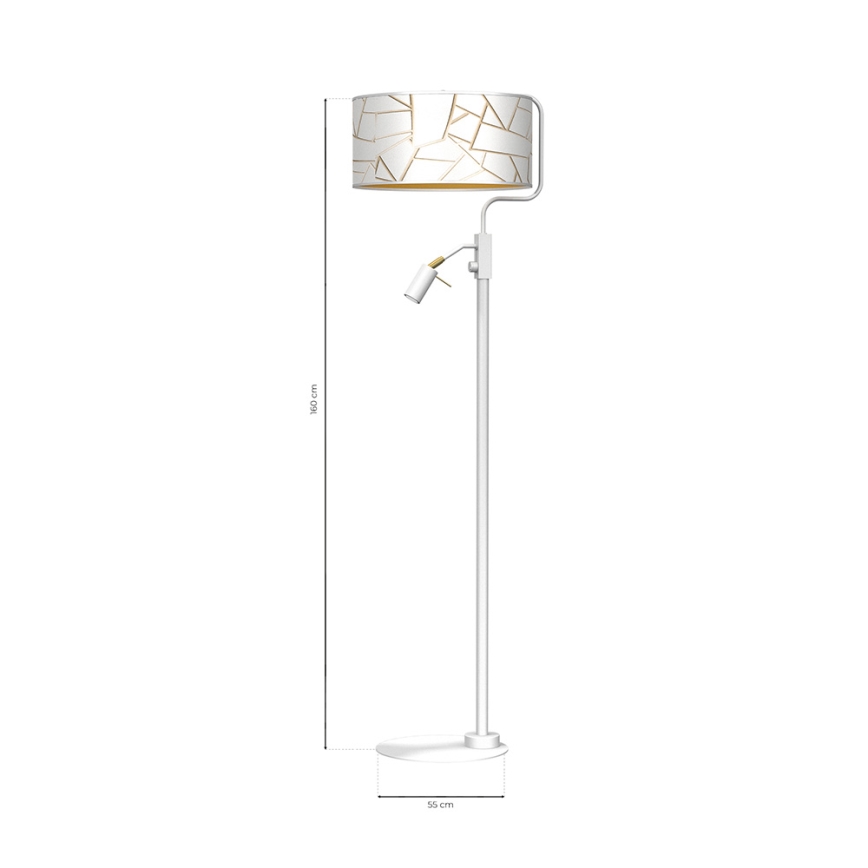 Stehlampe ZIGGY 1xE27/40W/230V + 1xGU10/MR11/7W Weiß/Gold