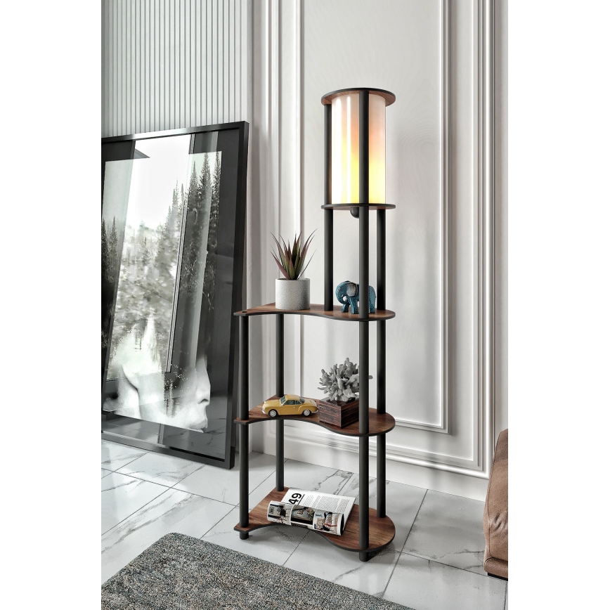 Stehleuchte mit Ablagen 1xE27/40W/230V 140 cm schwarz/braun