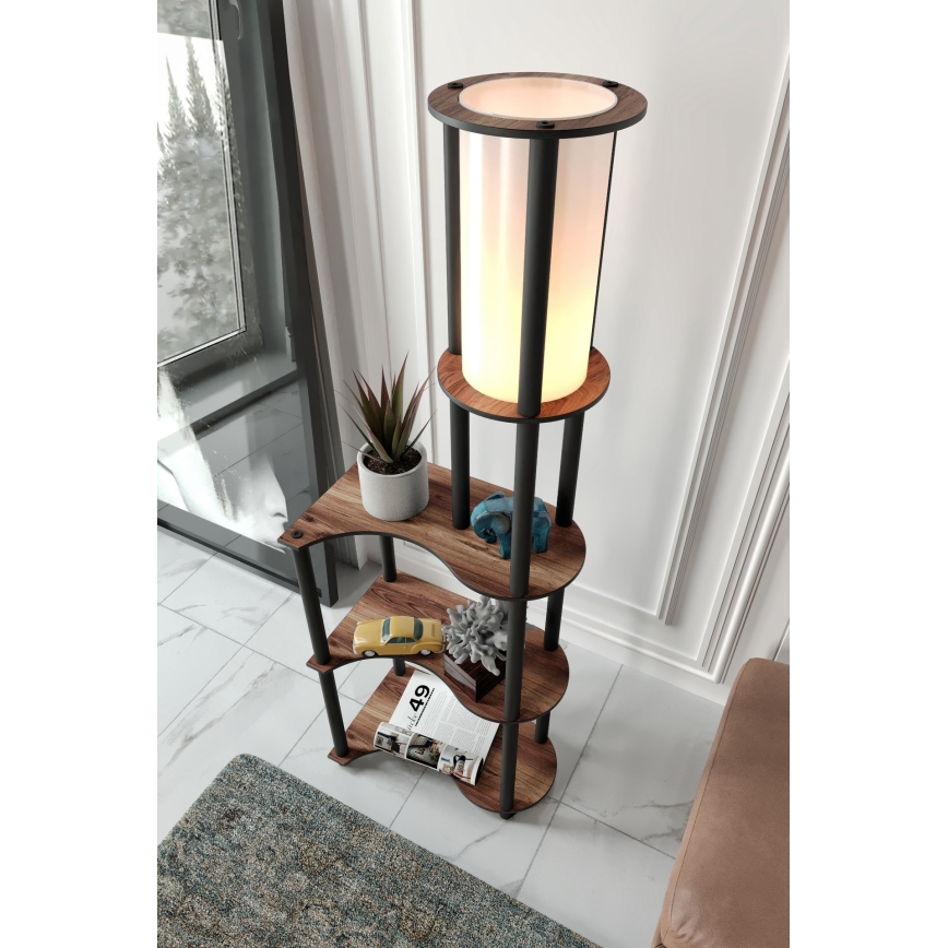 Stehleuchte mit Ablagen 1xE27/40W/230V 140 cm schwarz/braun