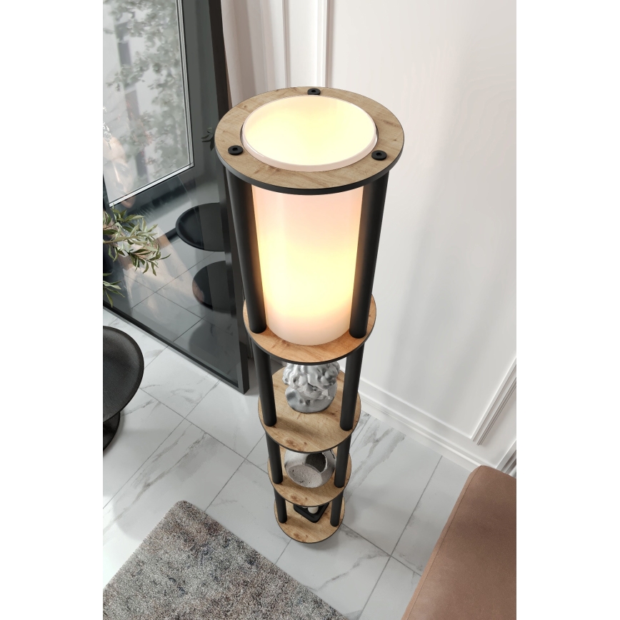 Stehleuchte mit Ablagen 1xE27/40W/230V 150 cm schwarz/braun