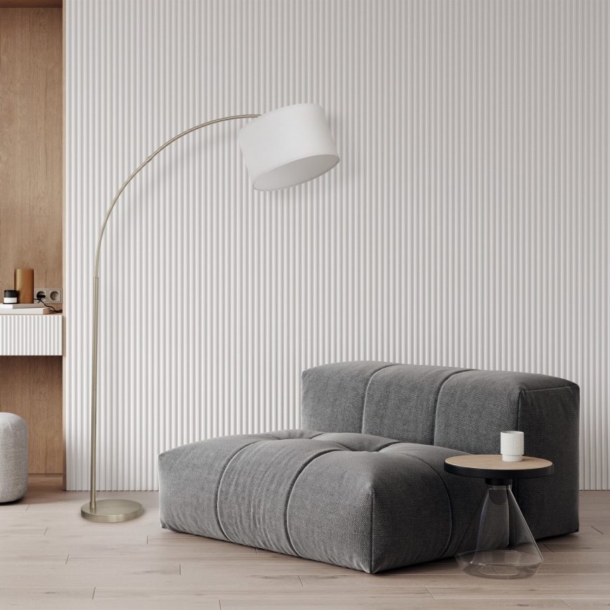Stehleuchte ZENITH 1xE27/15W/230V mattchrom/weiß