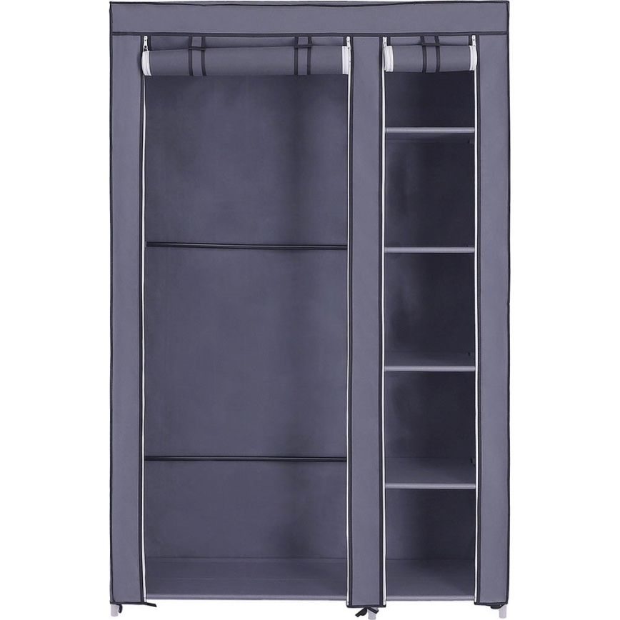 Stoff-Kleiderschrank mit Regalböden und Kleiderstange MATIS 110x175 cm grau