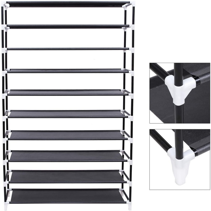 Stoffschrank mit Regalen MATIS 100x162 cm schwarz