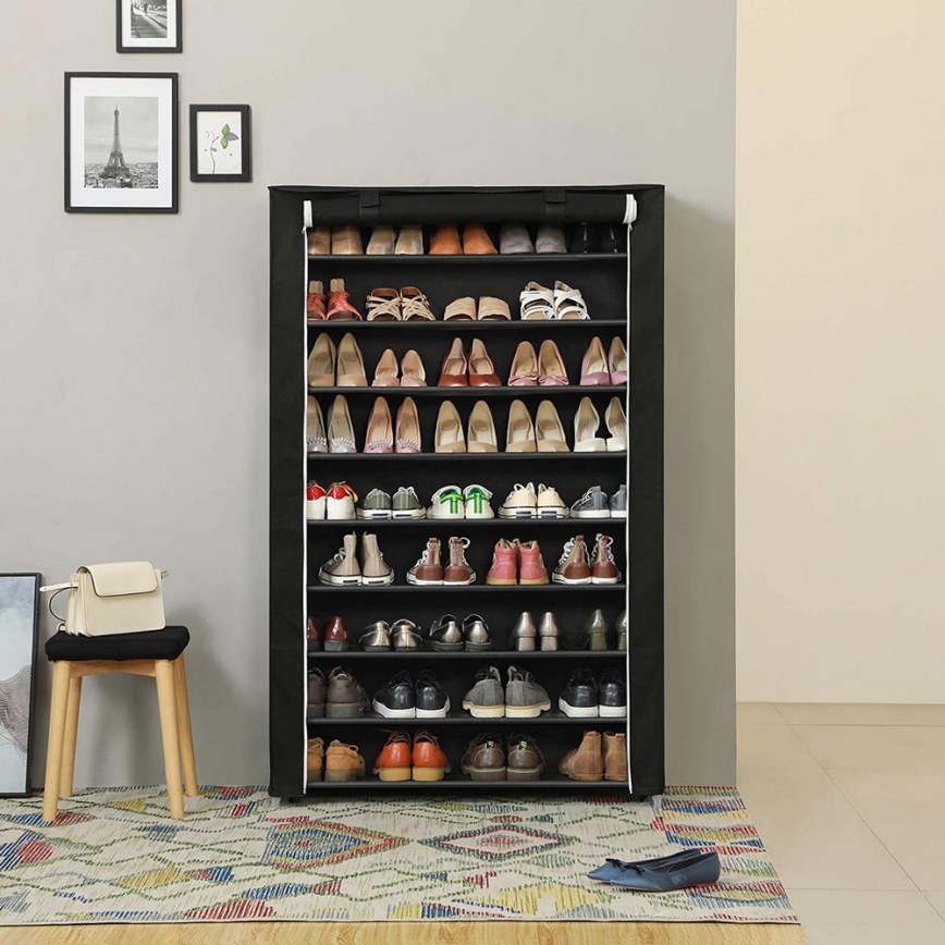 Stoffschrank mit Regalen MATIS 100x162 cm schwarz