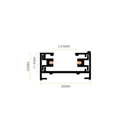 Strahler in Schienensystem 4xGU10/25W/230V 2 m schwarz