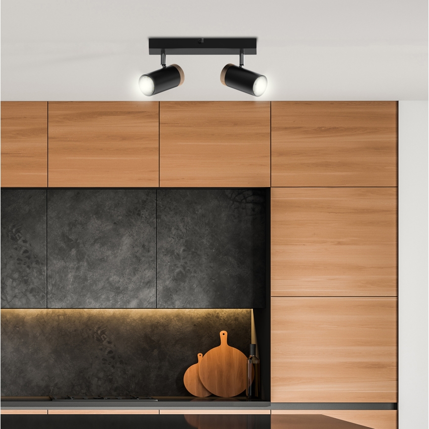 Strahler LAGOS 2xGU10/15W/230V schwarz/braun