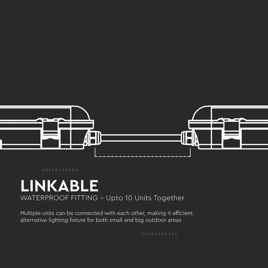 Technische LED-Feuchtraumleuchte mit Bewegungs- und Dämmerungssensor, 48 W, 230 V, IP65, 4000 K, 150 cm
