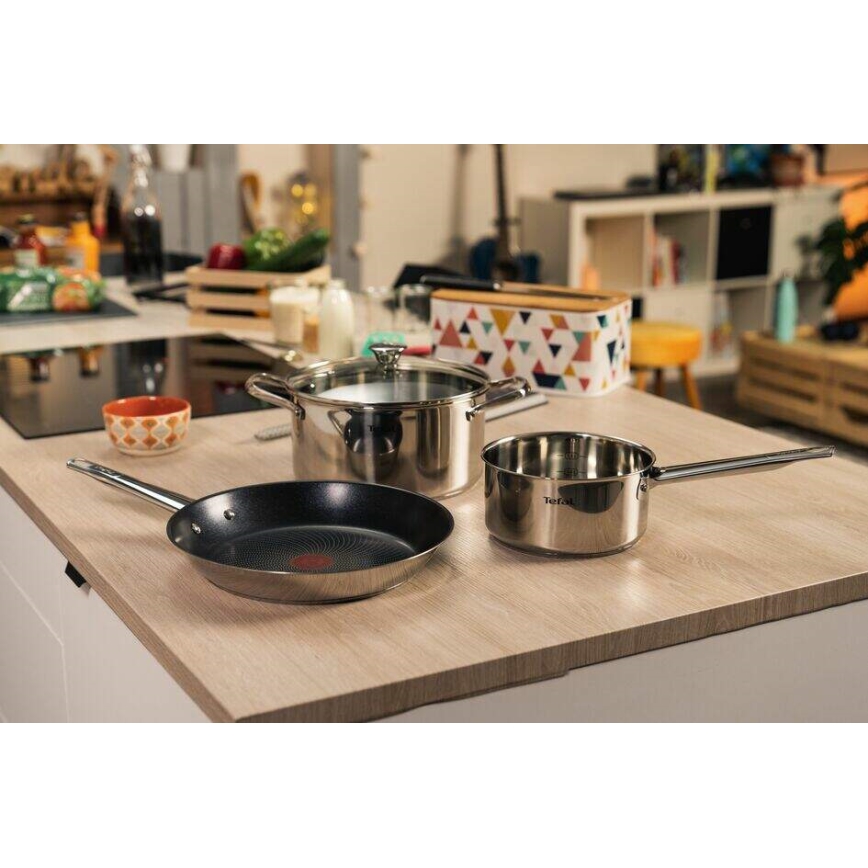 Tefal - 9-teiliges Kochgeschirr-Set COOK EAT aus Edelstahl