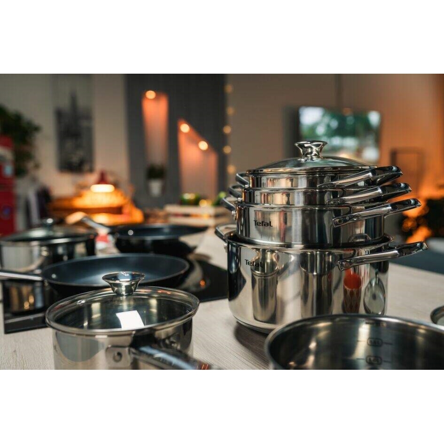 Tefal - 9-teiliges Kochgeschirr-Set COOK EAT aus Edelstahl