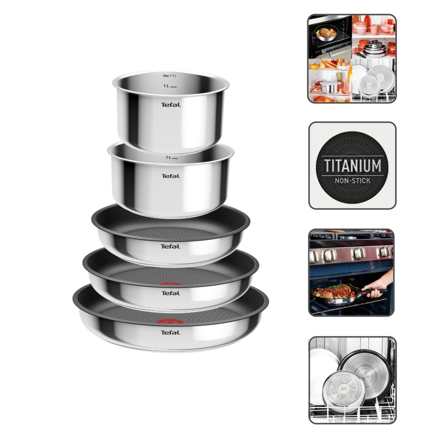 Tefal - INGENIO COOK 6-teiliges Kochgeschirr-Set, Edelstahl
