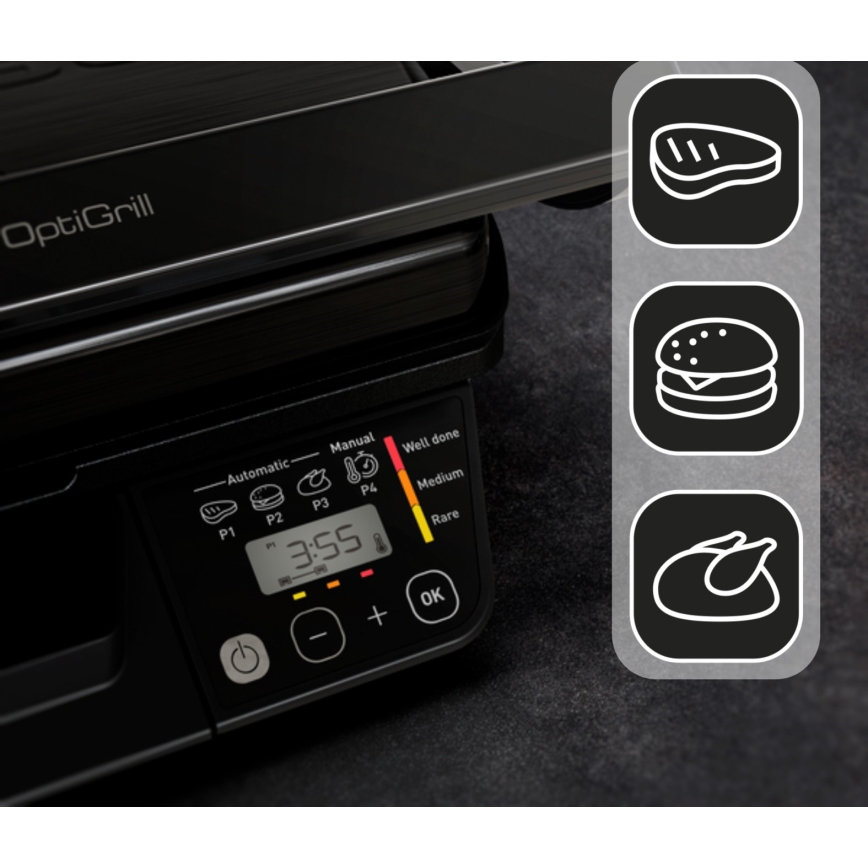 Tefal - Intelligenter elektrischer Grill Tefal OPTIGRILL 2000W/230V