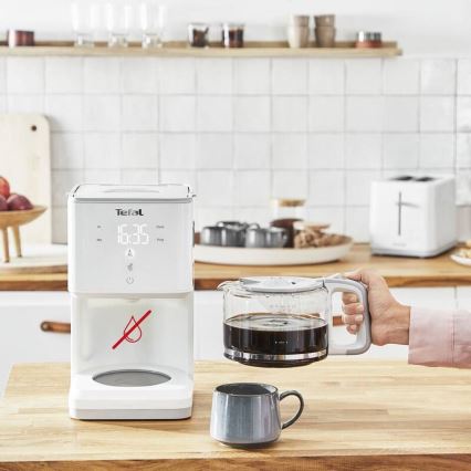Tefal - Filterkaffeemaschine mit LCD-Display SENSE 1000W/230V weiß