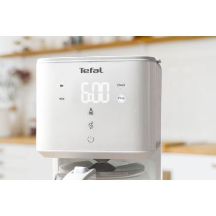 Tefal - Filterkaffeemaschine mit LCD-Display SENSE 1000W/230V weiß