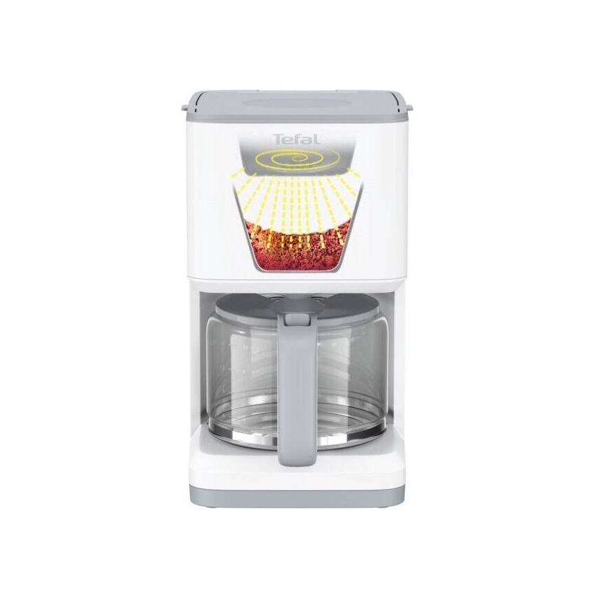 Tefal - Filterkaffeemaschine mit LCD-Display SENSE 1000W/230V weiß
