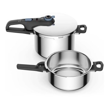 Tefal - Set aus Druckkochtöpfen 4/6 l SECURE TRENDY Edelstahl