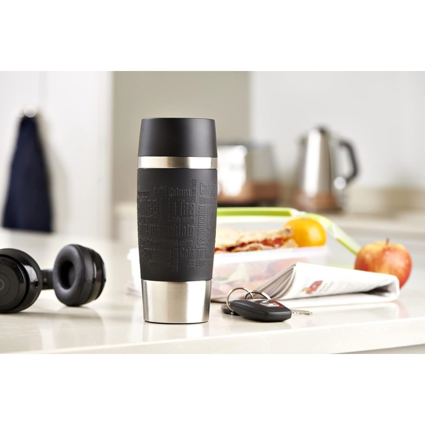 Tefal - Reisebecher 360 ml TRAVEL MUG Edelstahl/Schwarz