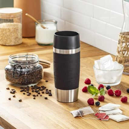 Tefal - Reisebecher 360 ml TRAVEL MUG Edelstahl/Schwarz